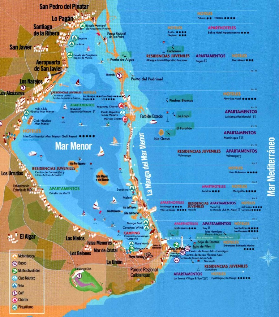 Mapa del Mar Menor y pueblos ribereños.